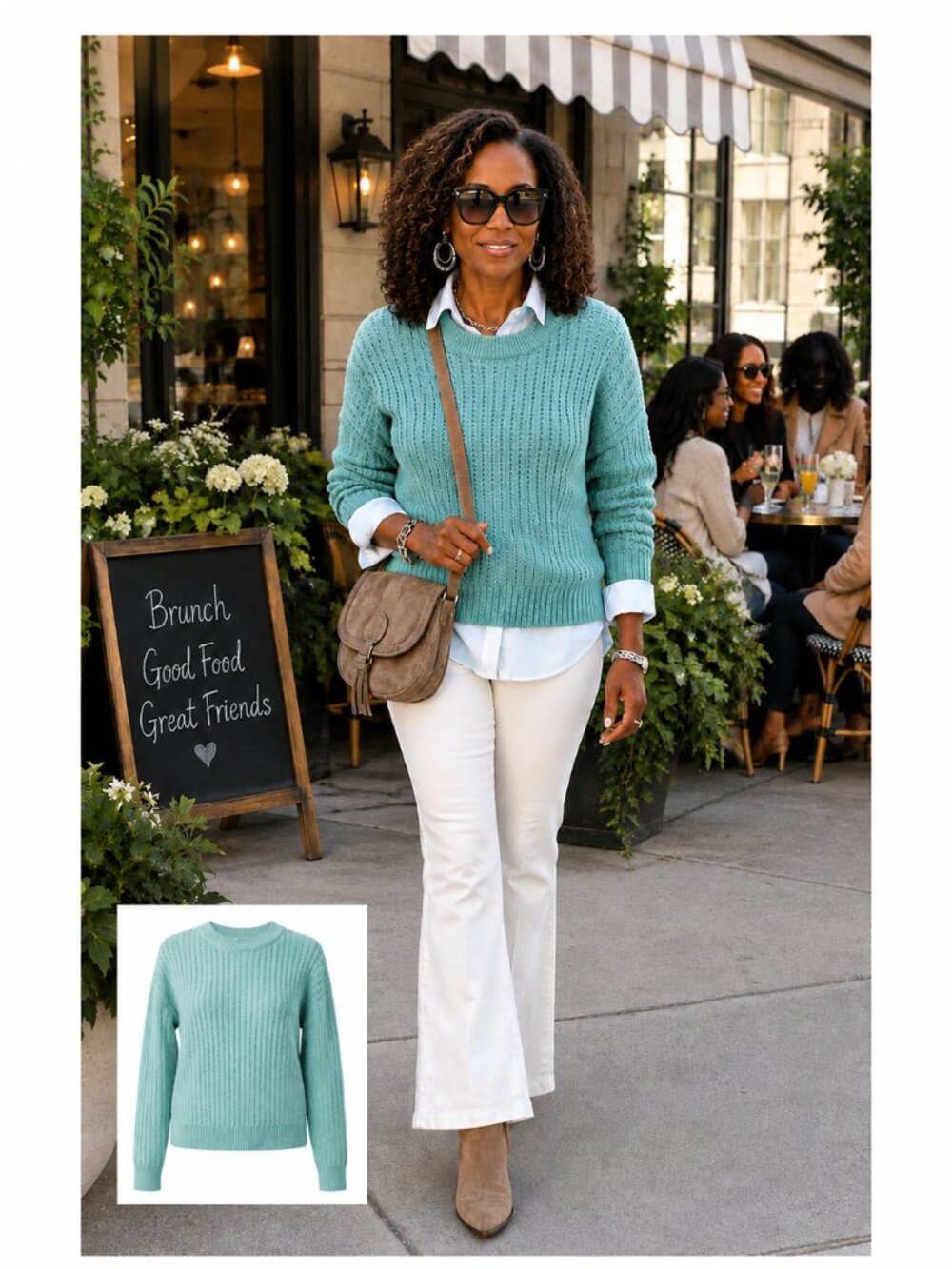 NWT Time and Tru Women’s L Aqua Blue Soft Textured Crewneck Sweater 12-14